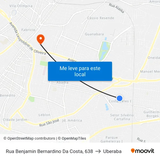Rua Benjamin Bernardino Da Costa, 638 to Uberaba map