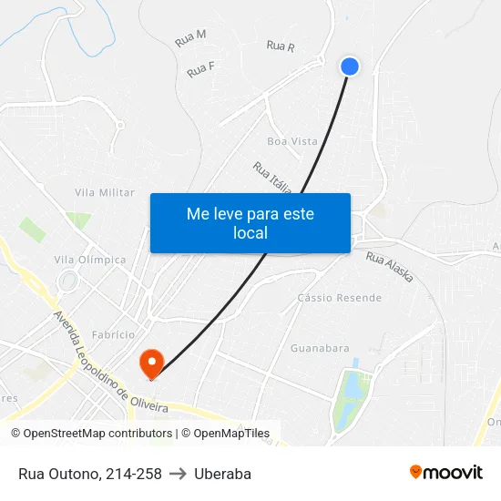 Rua Outono, 214-258 to Uberaba map