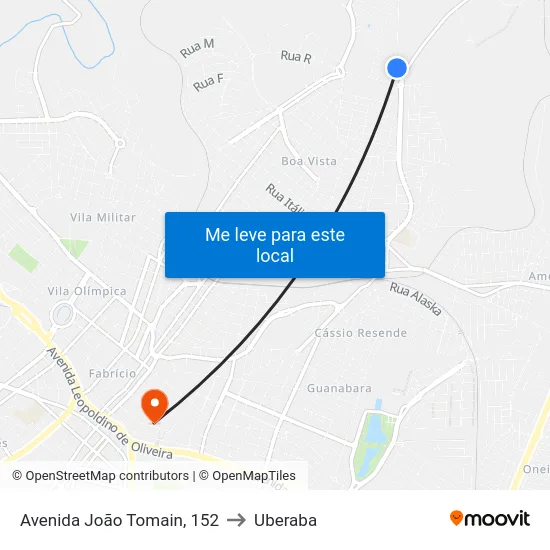 Avenida João Tomain, 152 to Uberaba map