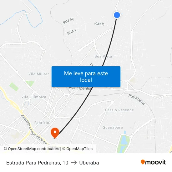 Estrada Para Pedreiras, 10 to Uberaba map