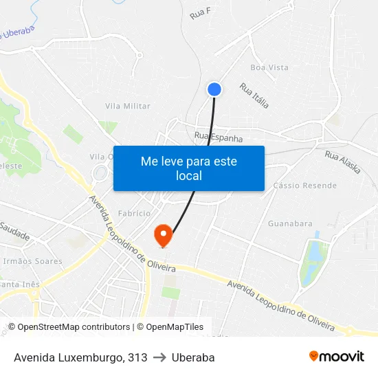 Avenida Luxemburgo, 313 to Uberaba map