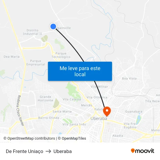 De Frente Uniaço to Uberaba map