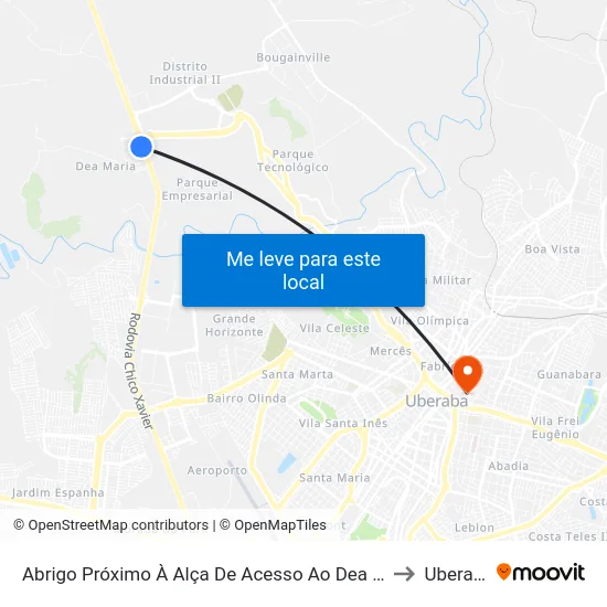 Abrigo Próximo À Alça De Acesso Ao Dea Maria to Uberaba map