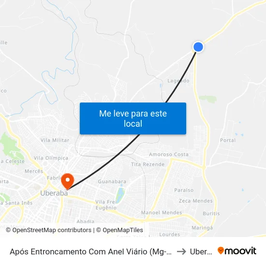 Após Entroncamento Com Anel Viário (Mg-798 / Mg-190) to Uberaba map