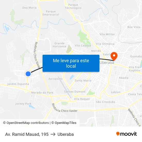 Av. Ramid Mauad, 195 to Uberaba map