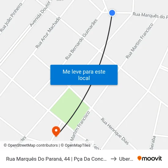 Rua Marquês Do Paraná, 44 | Pça Da Concha Acústica to Uberaba map