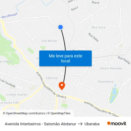 Avenida Interbairros - Salomão Abdanur to Uberaba map