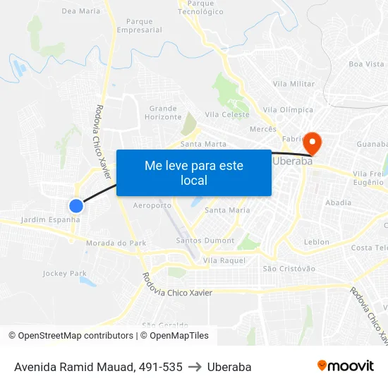 Avenida Ramid Mauad, 491-535 to Uberaba map