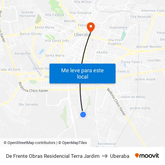 De Frente Obras Residencial Terra Jardim to Uberaba map