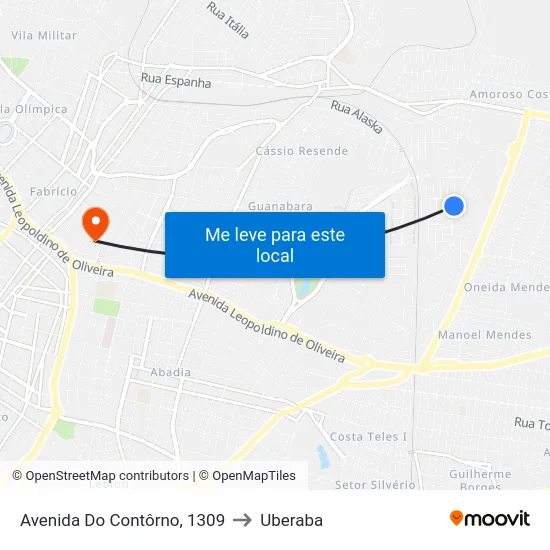 Avenida Do Contôrno, 1309 to Uberaba map