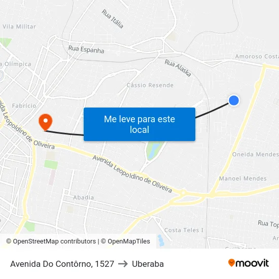 Avenida Do Contôrno, 1527 to Uberaba map