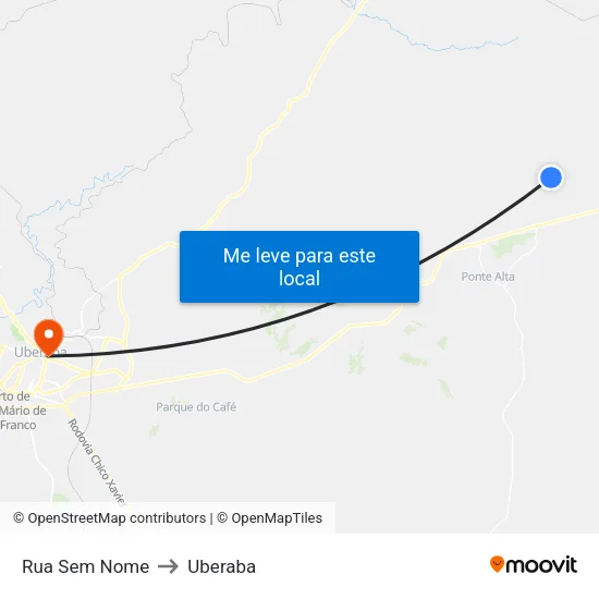 Rua Sem Nome to Uberaba map