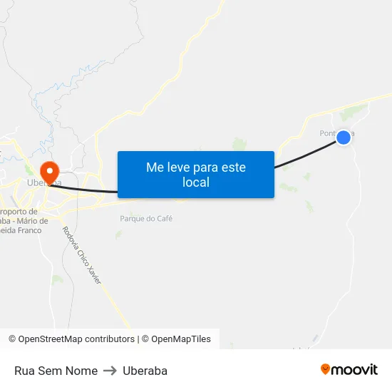 Rua Sem Nome to Uberaba map
