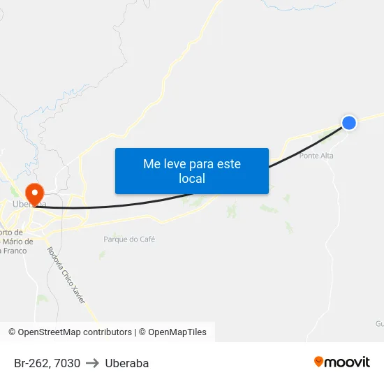 Br-262, 7030 to Uberaba map
