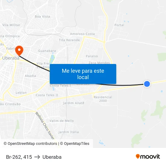 Br-262, 415 to Uberaba map