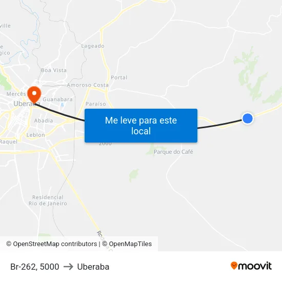 Br-262, 5000 to Uberaba map