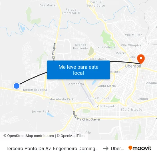 Terceiro Ponto Da Av. Engenheiro Domingos Varotto to Uberaba map