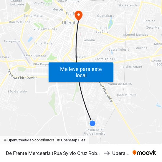 De Frente Mercearia (Rua Sylvio Cruz Robazzi) to Uberaba map