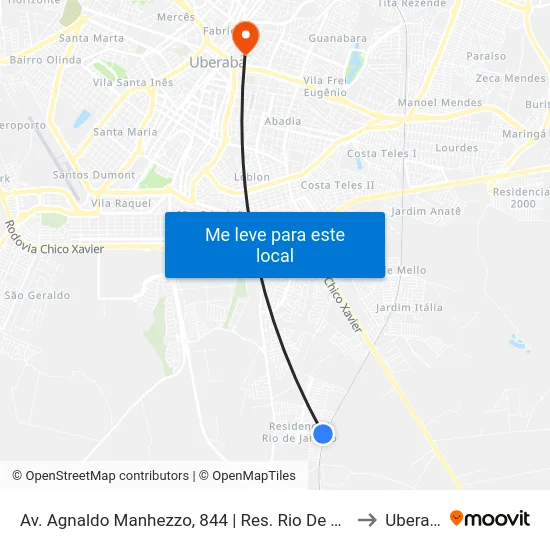Av. Agnaldo Manhezzo, 844 | Res. Rio De Janeiro to Uberaba map