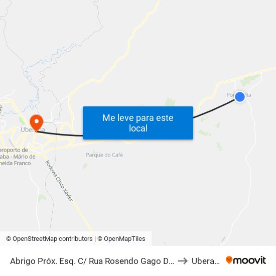 Abrigo Próx. Esq. C/ Rua Rosendo Gago Durão to Uberaba map