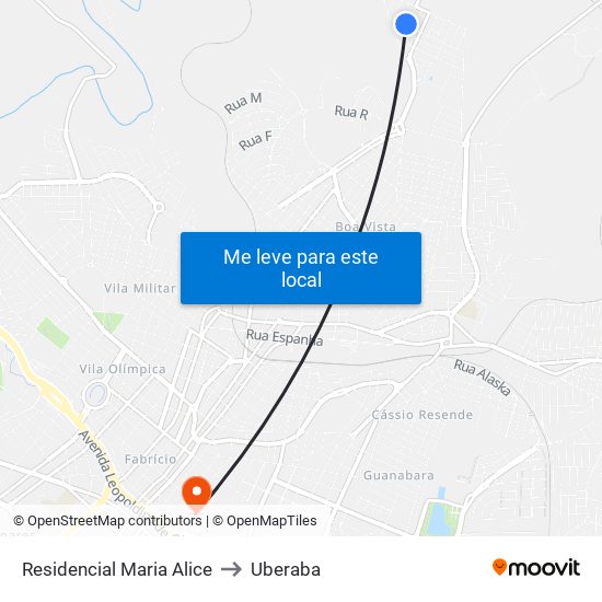 Residencial Maria Alice to Uberaba map