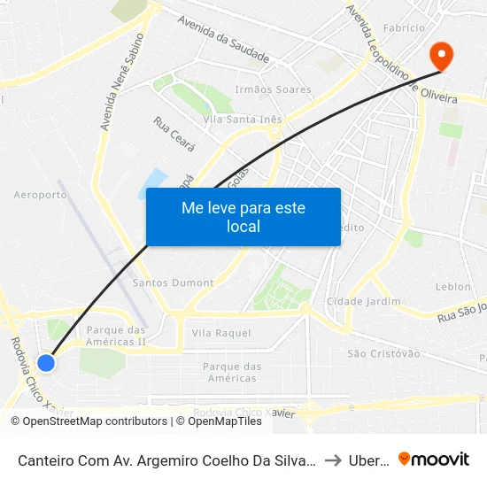 Canteiro Com Av. Argemiro Coelho Da Silva (Av. João Xxiii) to Uberaba map