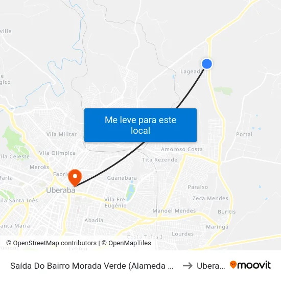 Saída Do Bairro Morada Verde (Alameda Mogno) to Uberaba map