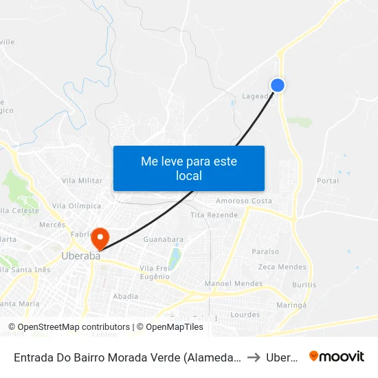 Entrada Do Bairro Morada Verde (Alameda Mogno) to Uberaba map