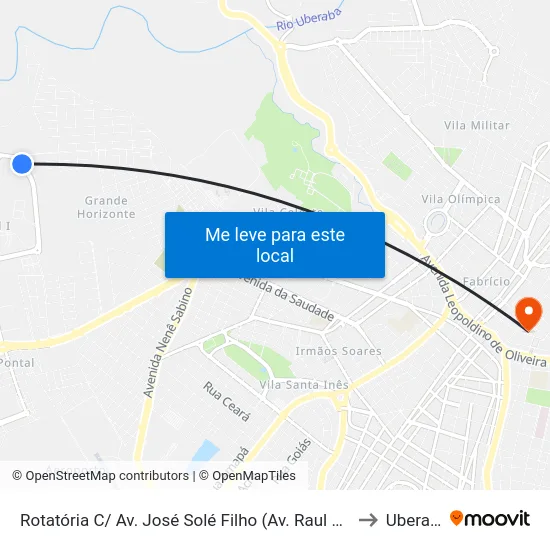 Rotatória C/ Av. José Solé Filho (Av. Raul Jardim) to Uberaba map