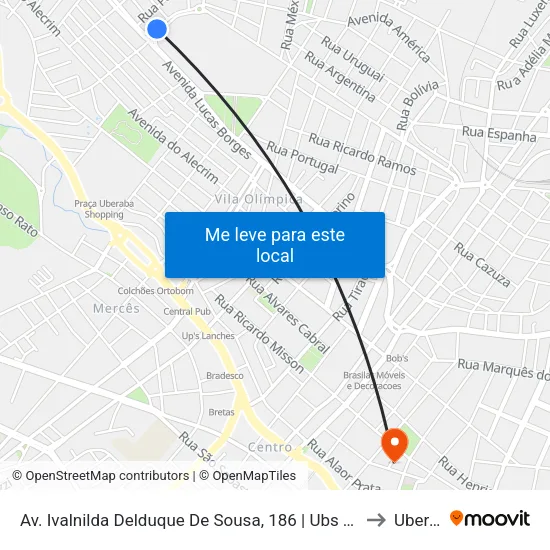 Av. Ivalnilda Delduque De Sousa, 186 | Ubs Tancredo Neves to Uberaba map