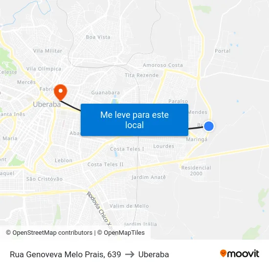 Rua Genoveva Melo Prais, 639 to Uberaba map