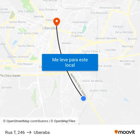 Rua T, 246 to Uberaba map