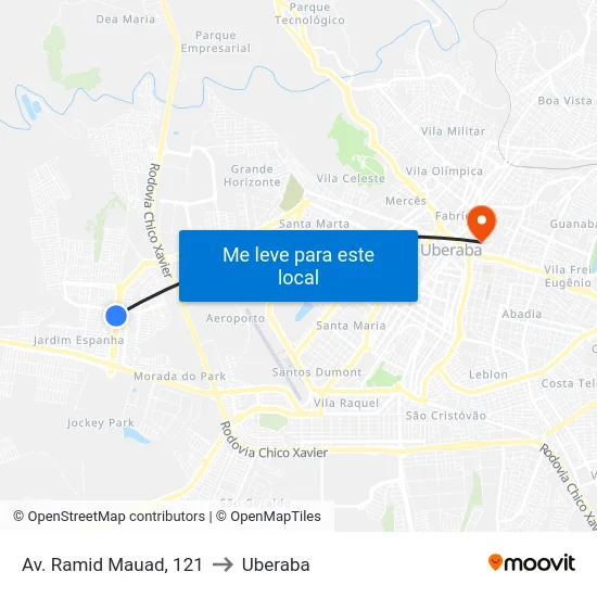 Av. Ramid Mauad, 121 to Uberaba map