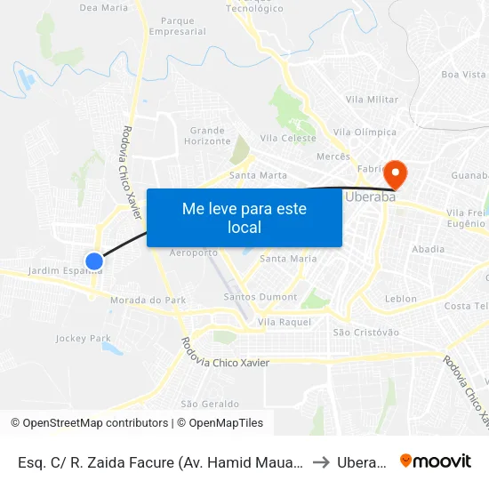 Av. Ramid Mauad, 203 to Uberaba map
