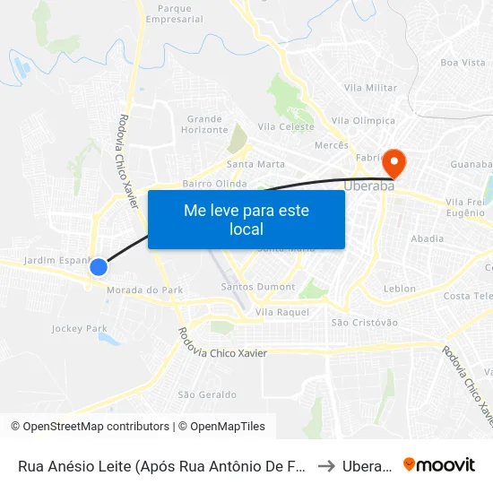 Rua Anésio Leite (Após Rua Antônio De Faria) to Uberaba map