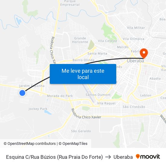 Esquina C/Rua Búzios (Rua Praia Do Forte) to Uberaba map