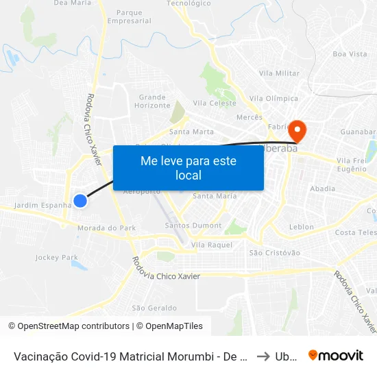 Vacinação Covid-19 Matricial Morumbi - De Frente Ubs Jardim Morumbi to Uberaba map
