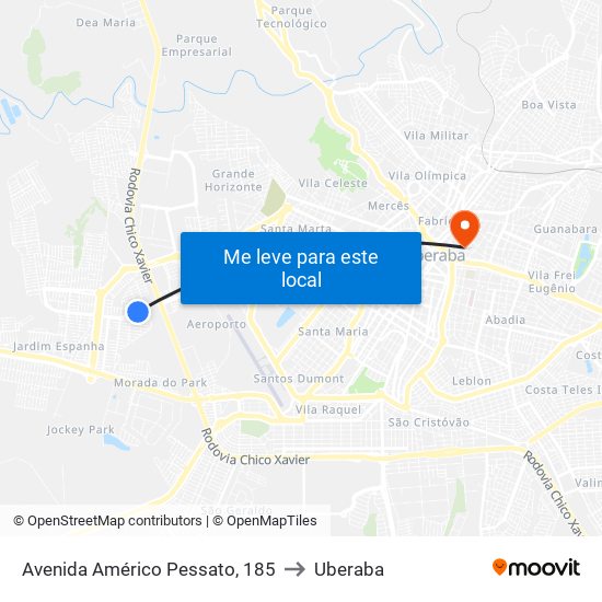 Avenida Américo Pessato, 185 to Uberaba map