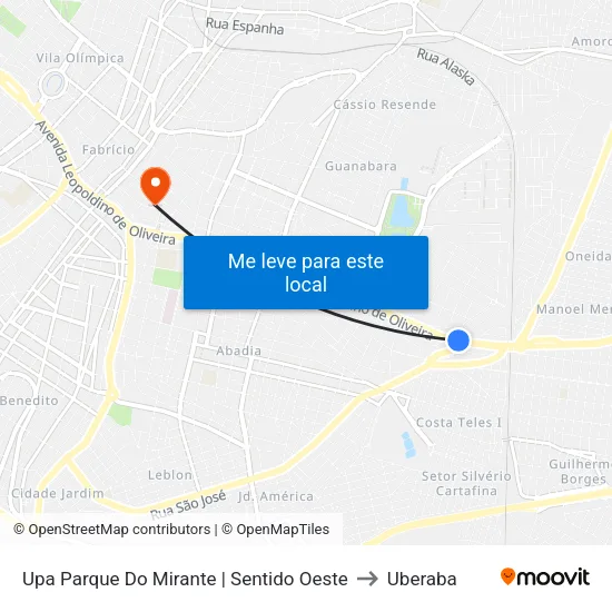 Upa Parque Do Mirante | Sentido Oeste to Uberaba map