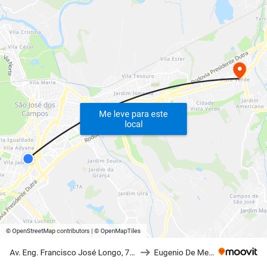 Av. Eng. Francisco José Longo, 777 to Eugenio De Melo map