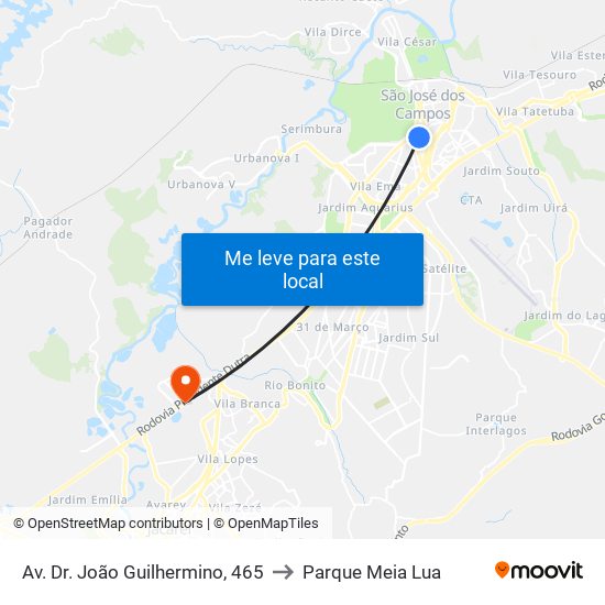 Av. Dr. João Guilhermino, 465 to Parque Meia Lua map