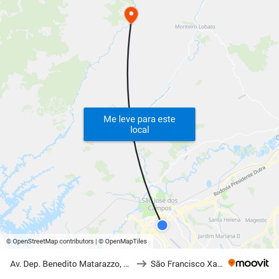 Av. Dep. Benedito Matarazzo, 9045 to São Francisco Xavier map