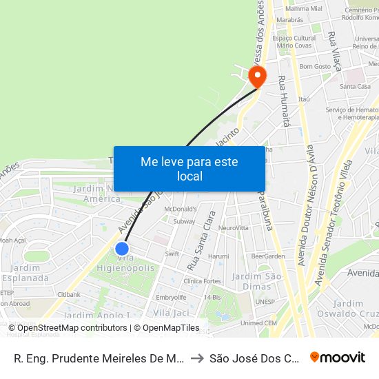 R. Eng. Prudente Meireles De Morais, 221 to São José Dos Campos map