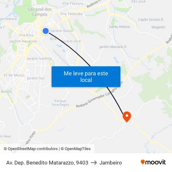 Av. Dep. Benedito Matarazzo, 9403 to Jambeiro map