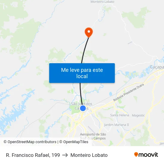 R. Francisco Rafael, 199 to Monteiro Lobato map