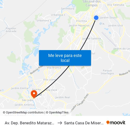 Av. Dep. Benedito Matarazzo, 9403 to Santa Casa De Misericórdia map