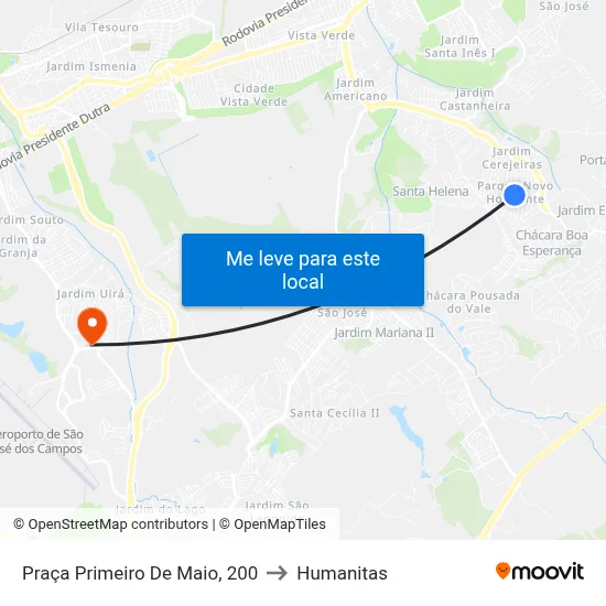 Praça Primeiro De Maio, 200 to Humanitas map