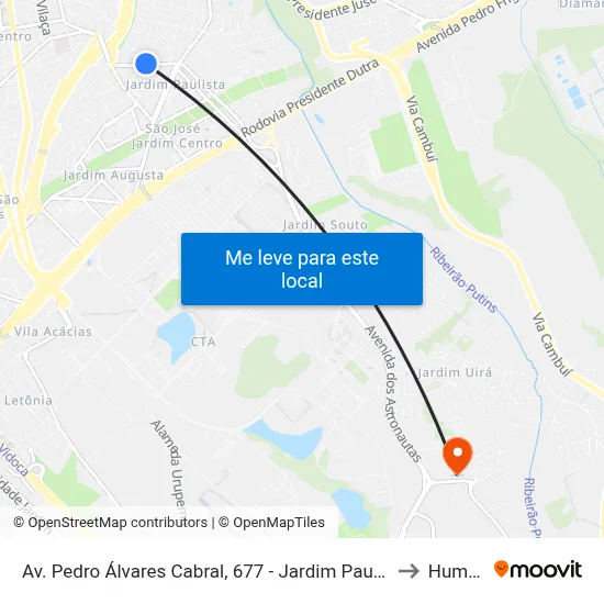 Av. Pedro Álvares Cabral, 677 - Jardim Paulista, São José Dos Campos to Humanitas map