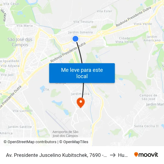 Av. Presidente Juscelino Kubitschek, 7690 - Vila Tatetuba, São José Dos Campos to Humanitas map