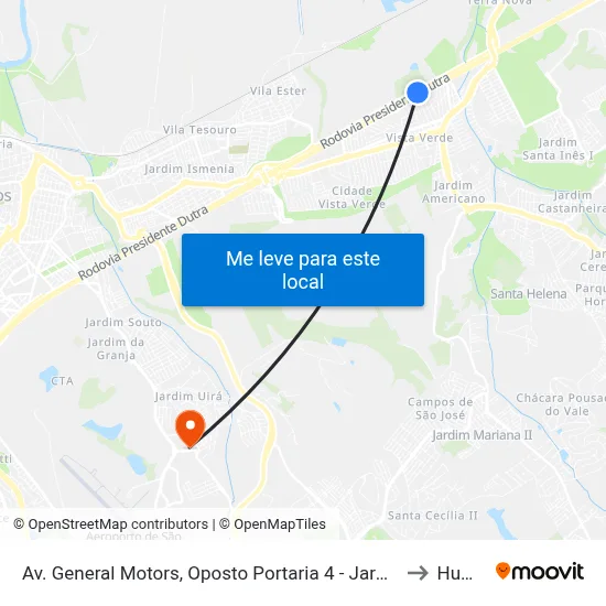 Av. General Motors, Oposto Portaria 4 - Jardim Sao Vicente, São José Dos Campos to Humanitas map